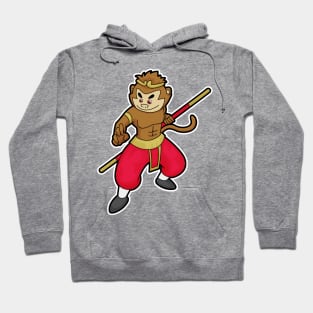 Monkey as Warrior with Staff & Headband Hoodie